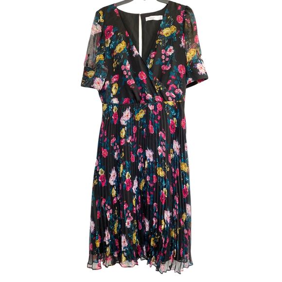 Ali & Jay Floral Angels Flight Pleated Surplice Dress X-Large - Picture 4 of 6